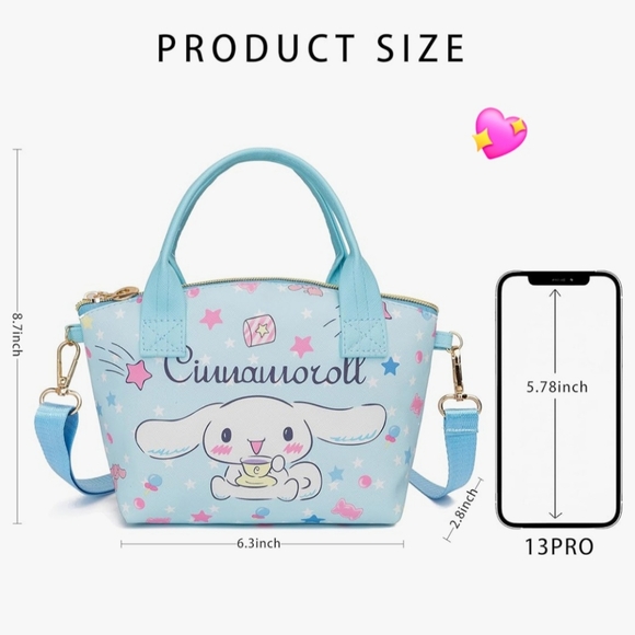 Cute Anime Mini Kawaii Hello Kitty & Friends Cinnamonroll Handbag Crossbody Bag - Picture 5 of 6